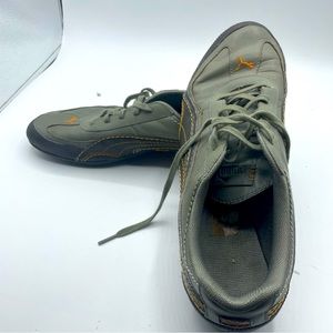 Puma, men’s, athletic shoes, gray brown and orange size 11